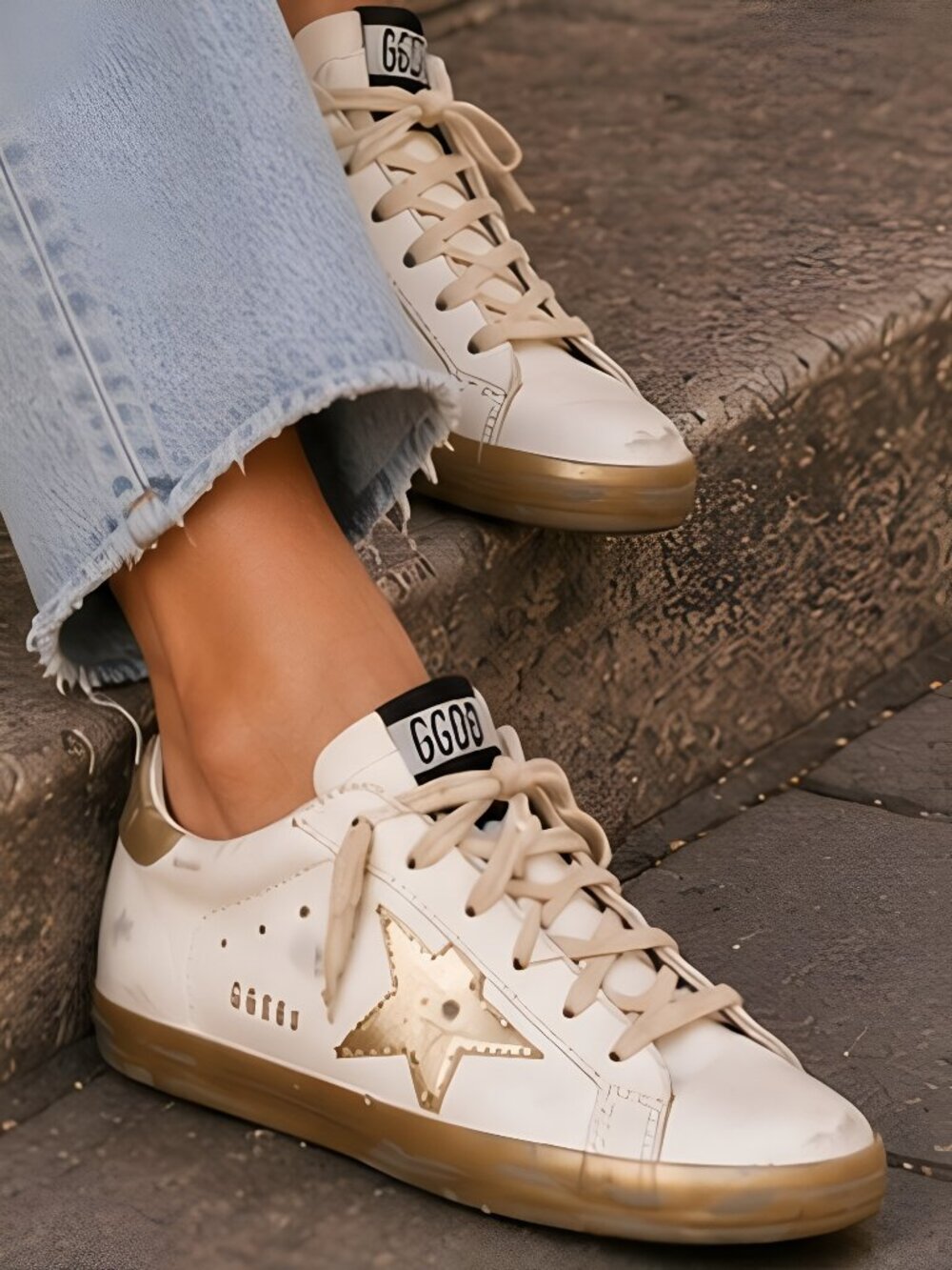 EUC Women's Golden Goose Super-Star White Gold Star Sneakers Size 36 or 6